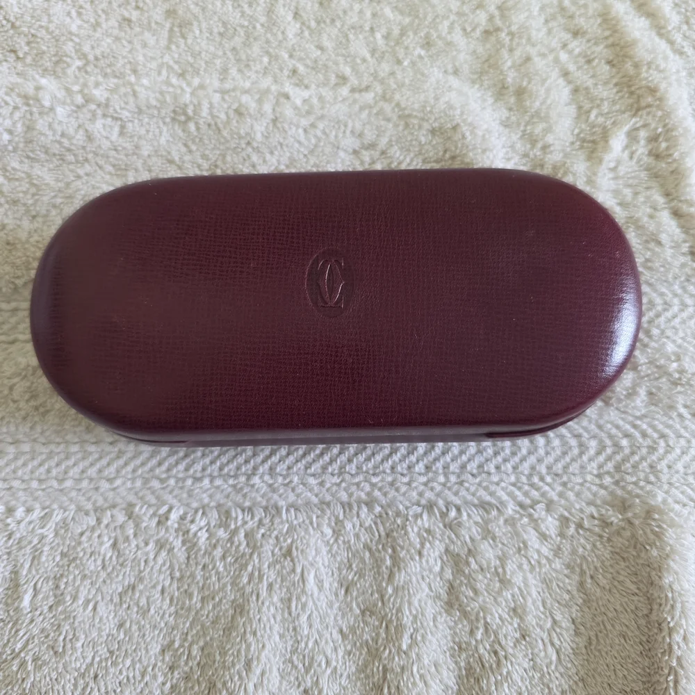 Cartier Authentic Burgundy Leather Eyeglasses Case – Hard Shell